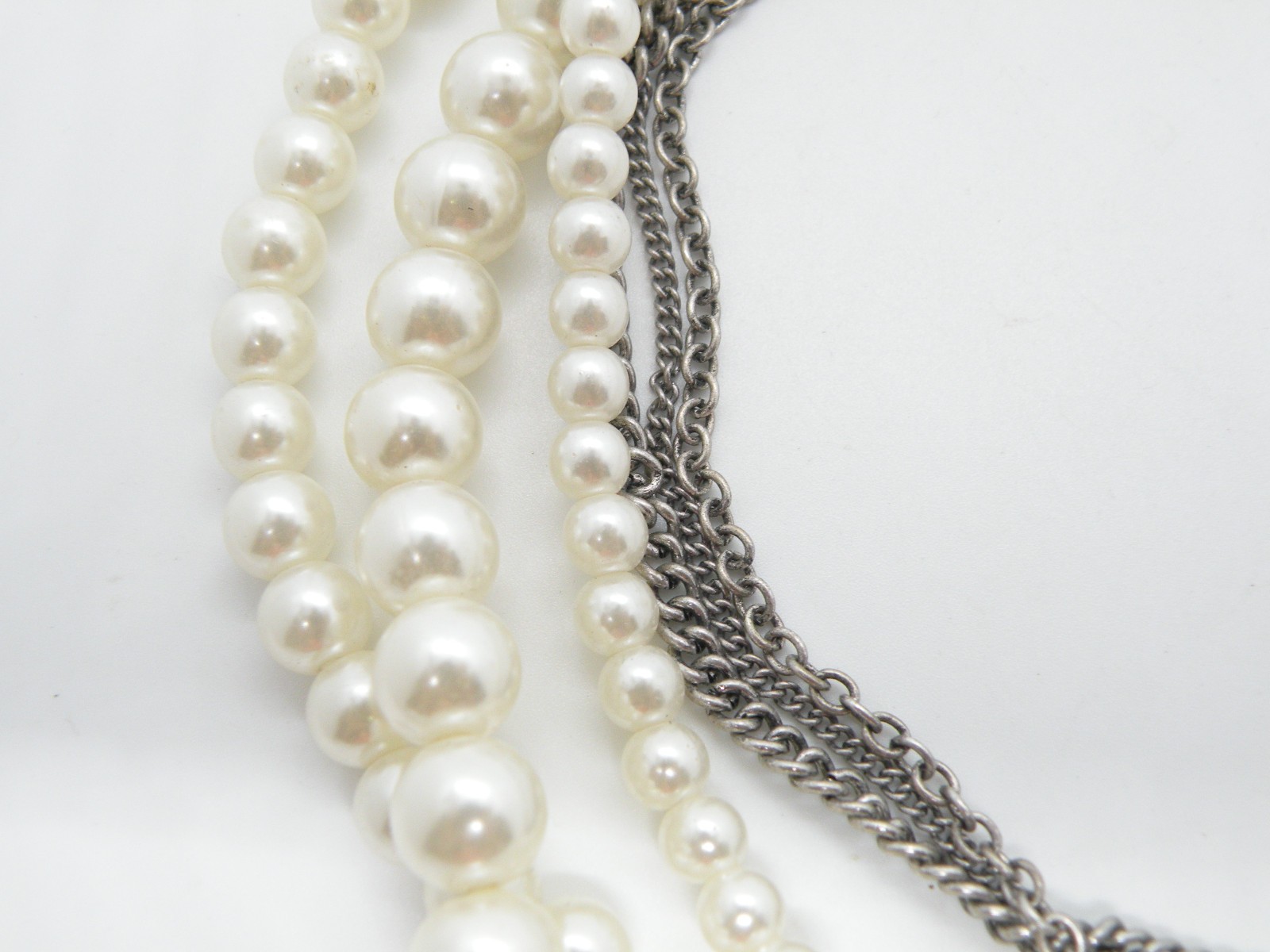 Sugarfix by Baublebar Faux Pearl Multistrand Silver Chunky Pendant Necklace 65b9