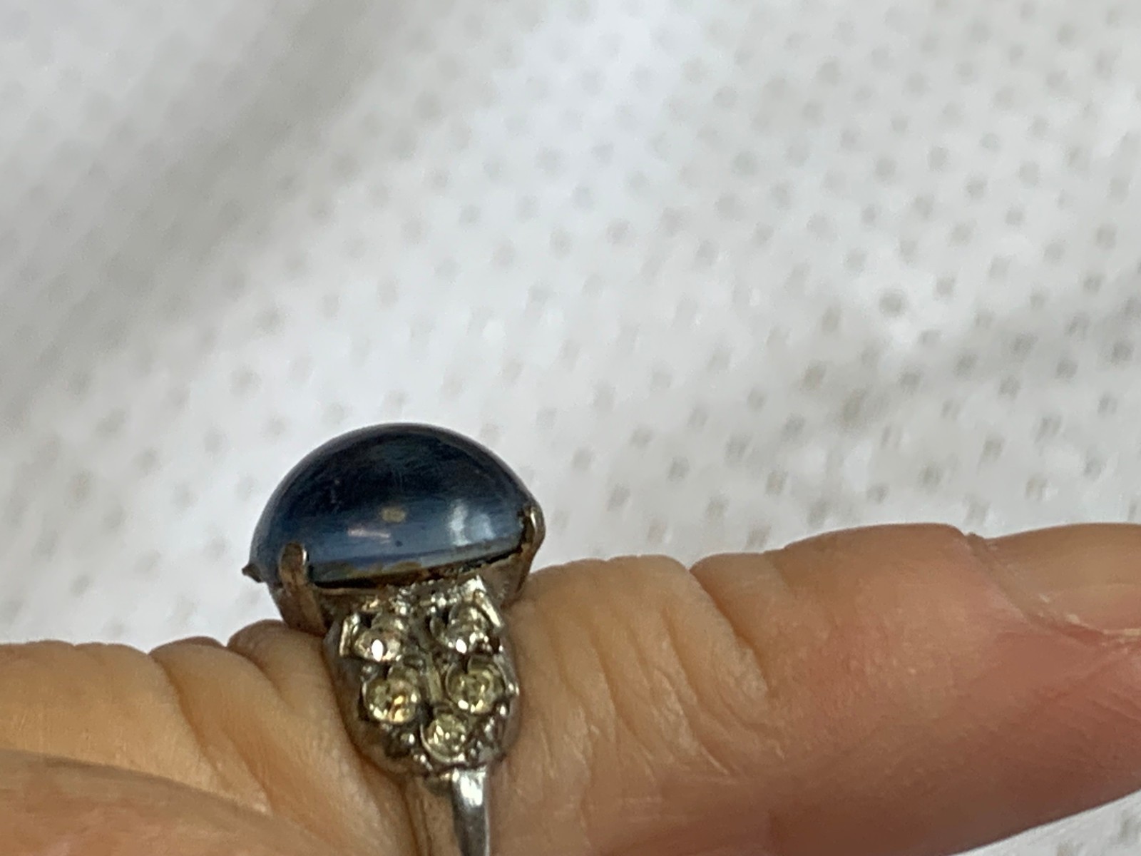 Vtg Sterling Silver Ring 3.5g Fine Jewelry Size 4.5 Band Blue Stone *READ*