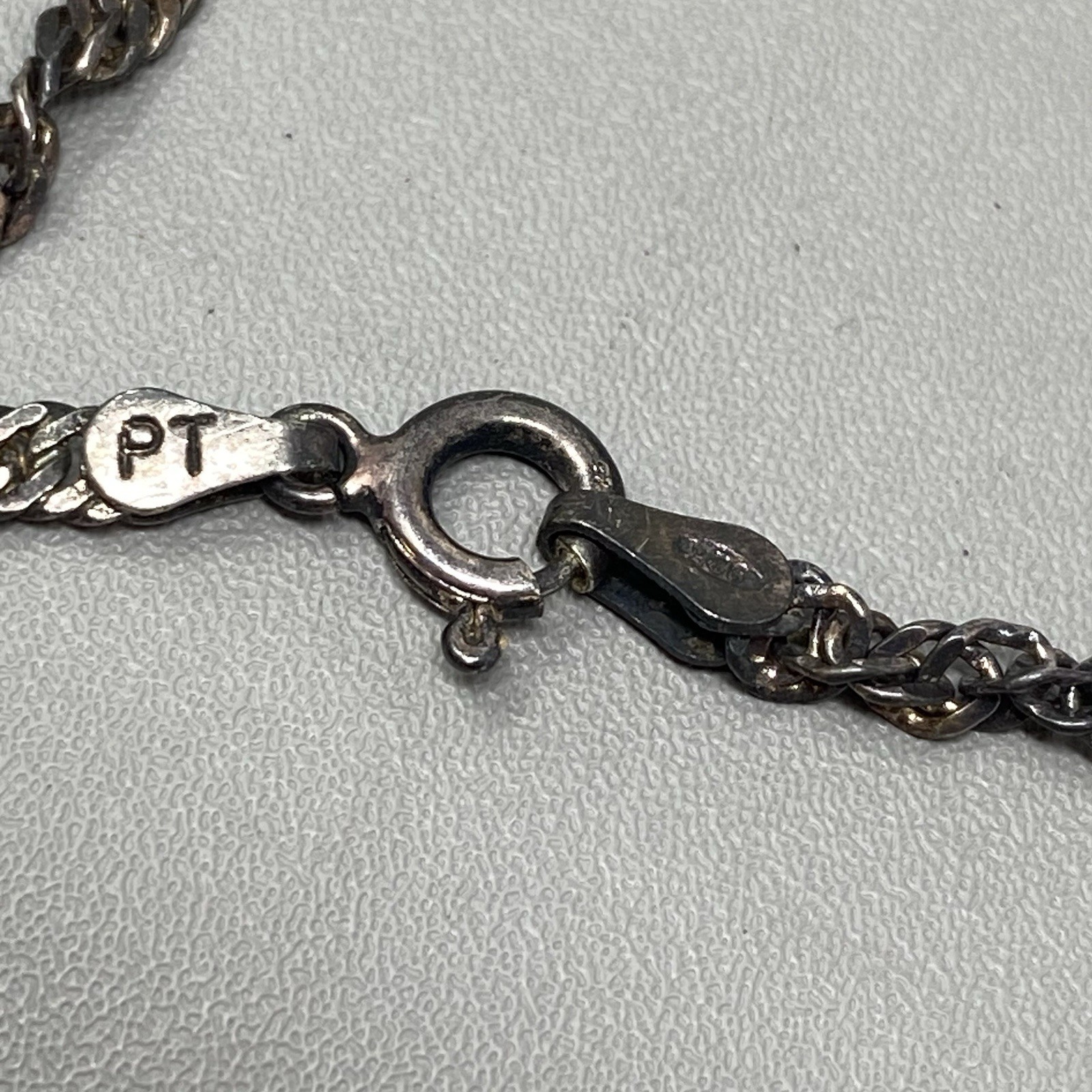 VTG Sterling Silver Twist Chain Bracelet Patina 925 Italy PT Quality 6.75″