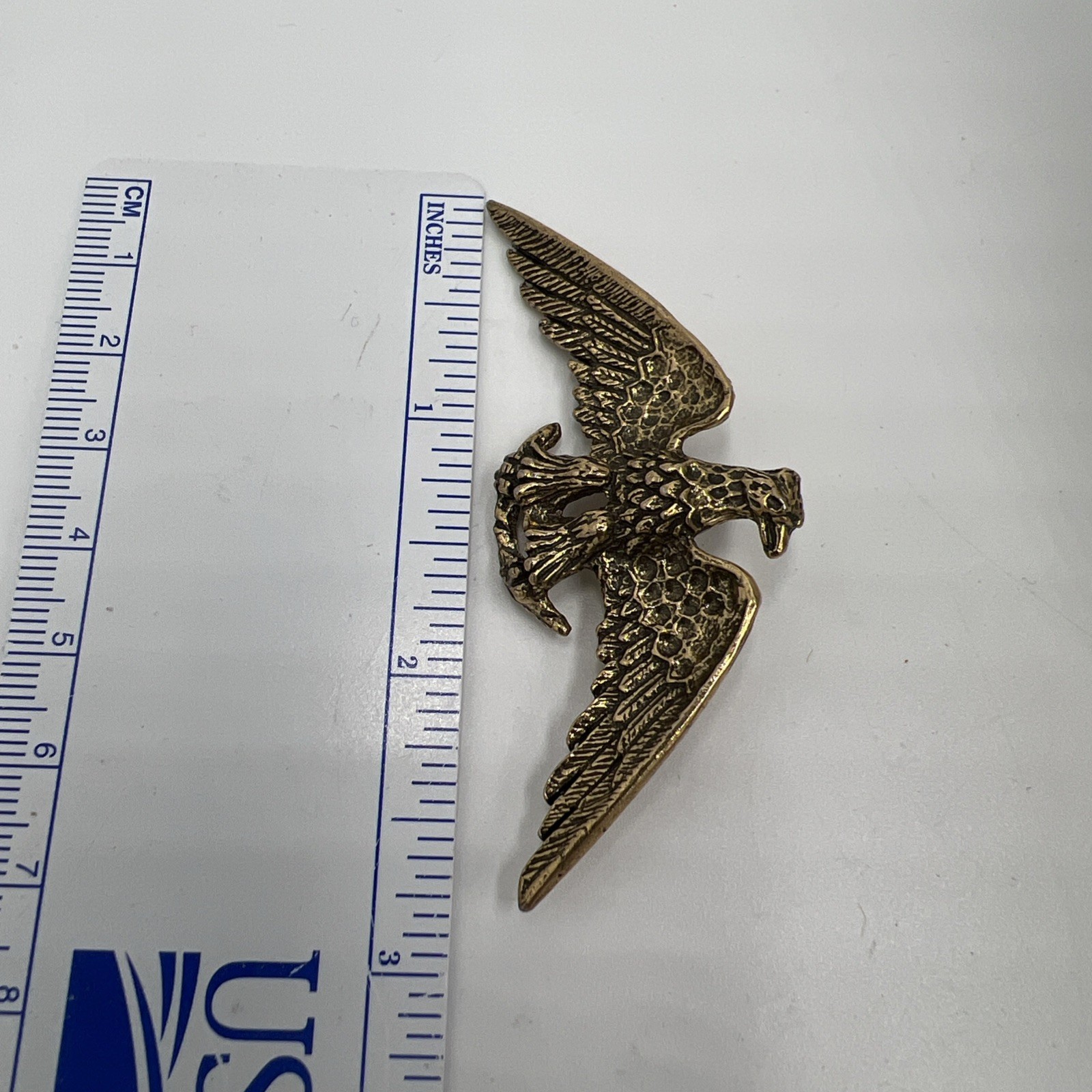 Vintage Zentall Antiqued Gold Tone Figural Eagle Brooch Pin