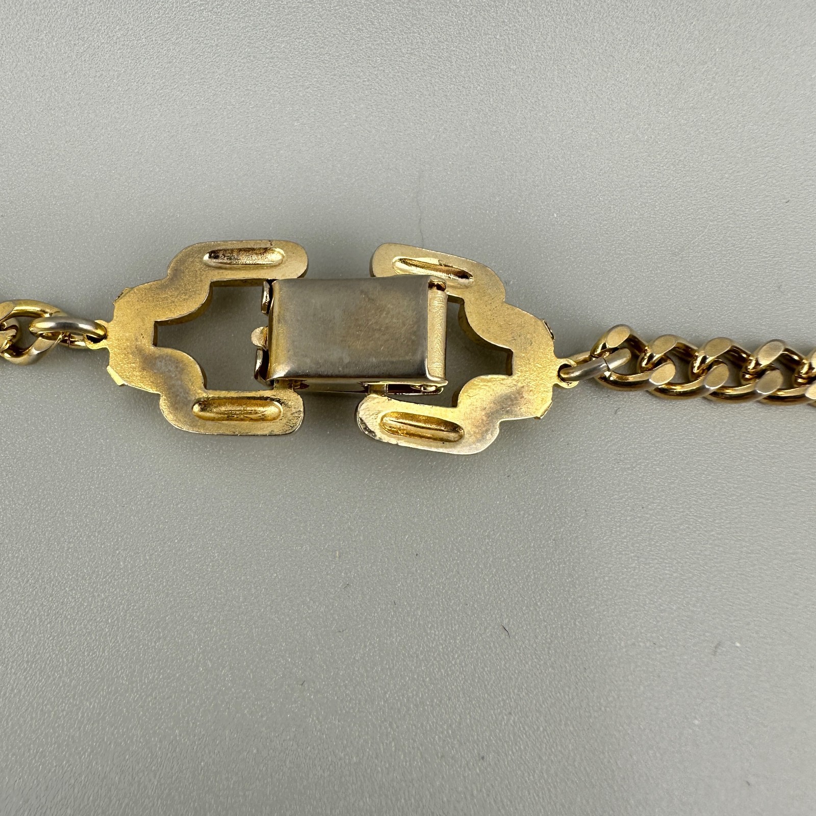 Vintage Chunky Statement Necklace Gold Tone Open Oval Link Retro Collar 1980s