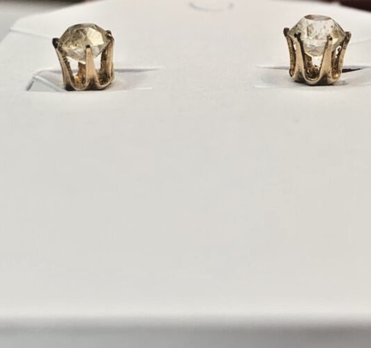 1940s 10K Gold Clear Paste BDA Budlong Docherty & Armstrong Thread Post Earrings