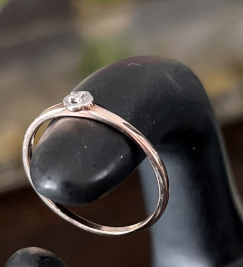 Beautiful Silver 925 Ring In Bronze Tone With Small Stone Size 8