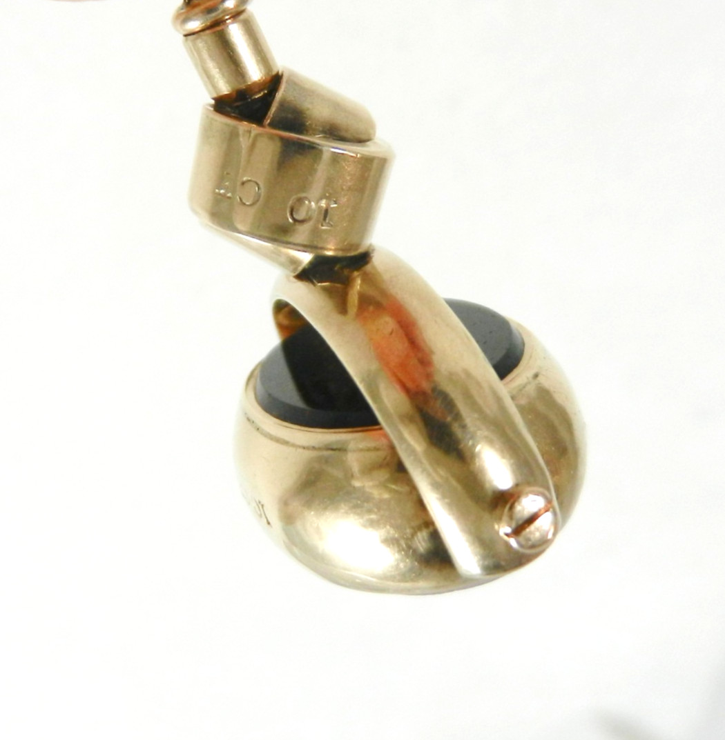 Vintage British 10K Yellw Gold Bloodstone Sardonyx Spinner Pendant Fob Love Knot
