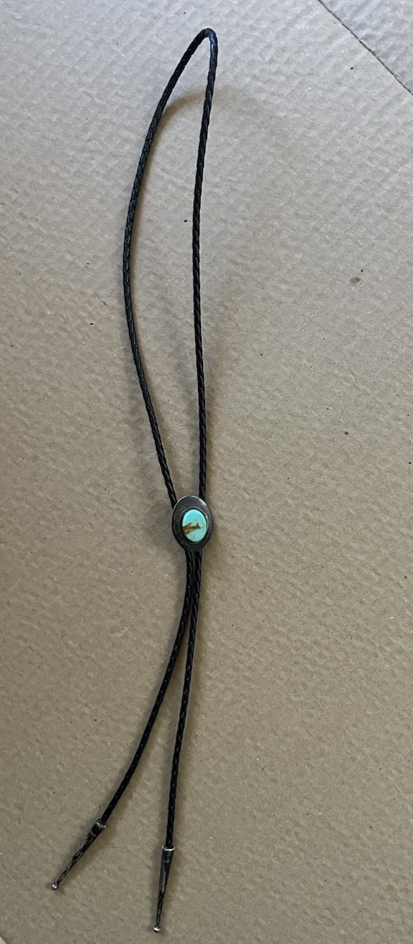 Ben Chavez Natural Turquoise Sterling Silver Bolo Tie Vintage Navajo