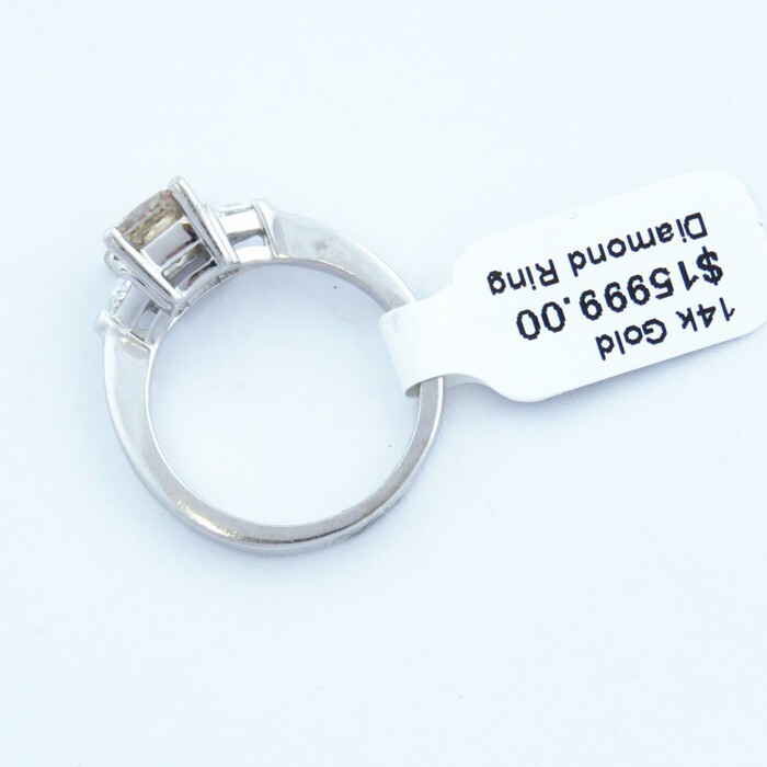 NYJEWEL 14k Gold 1.75ct Champagne & White Diamond Ring