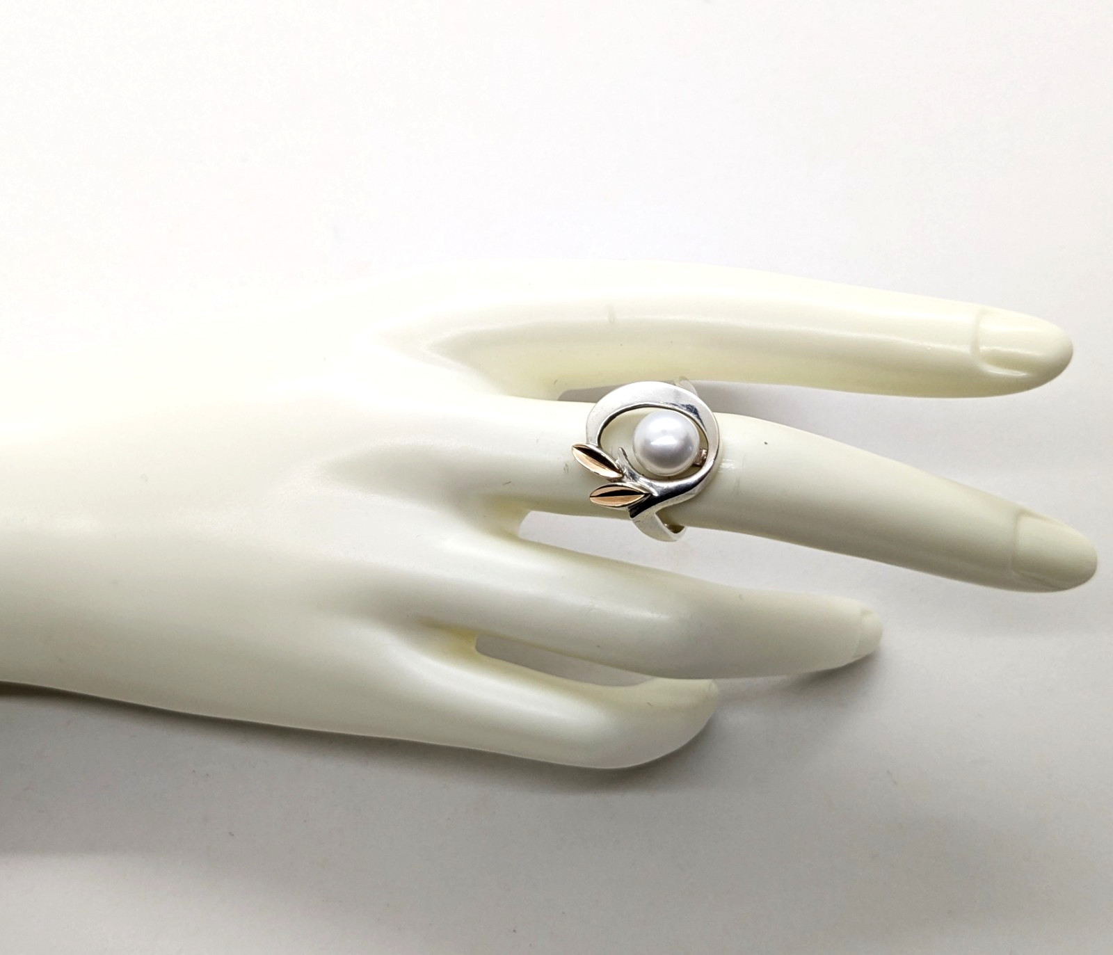 Vintage Luxury RING Silver 875 with Gold Inlay 585 -size: 8US (18mm) -5.52g. #16