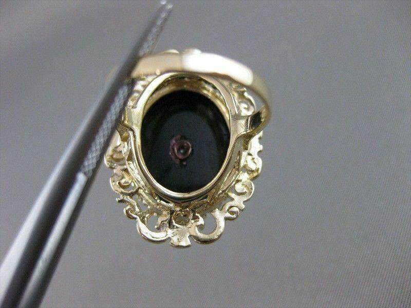 ANTIQUE VICTORIAN OLD MINE DIAMOND ONYX 14K Y GOLD FILIGREE COCKTAIL RING #20714