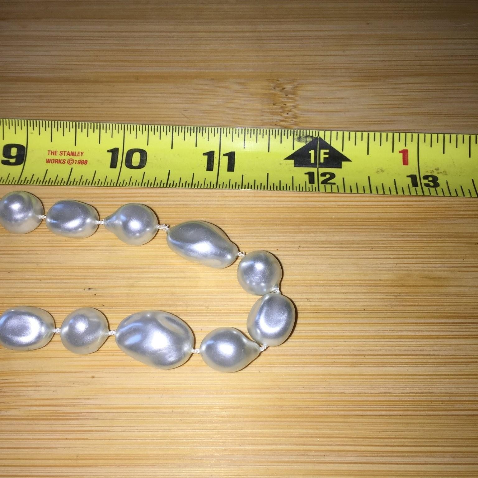 Vintage Faux Baroque Pearl Necklace Gold Tone Clasp Individually Knotted