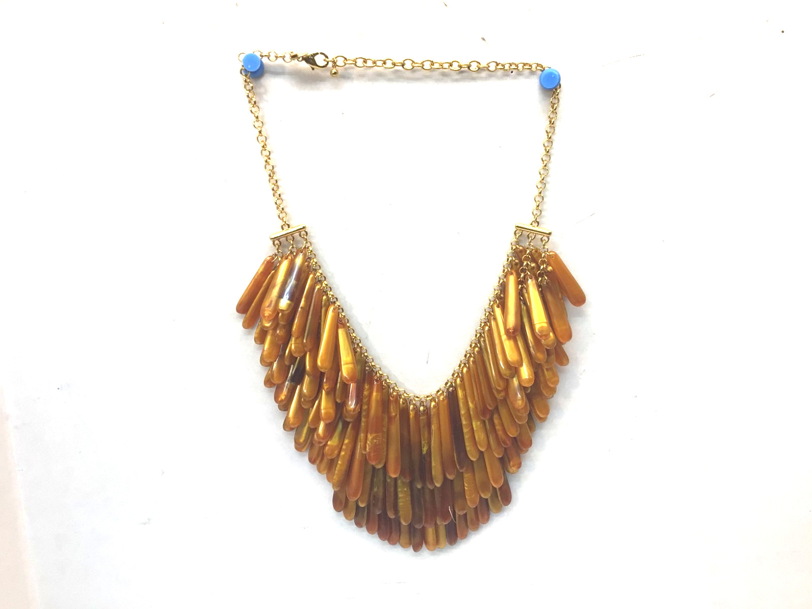VTG Joan Rivers Amber Drop Beaded Bib Fringe Layered Necklace