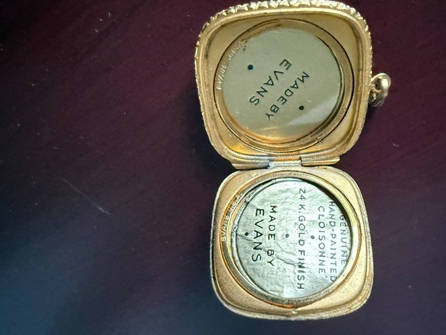Vintage Guilloche Evans Yellow Enamel *24K Gold Finish* Locket