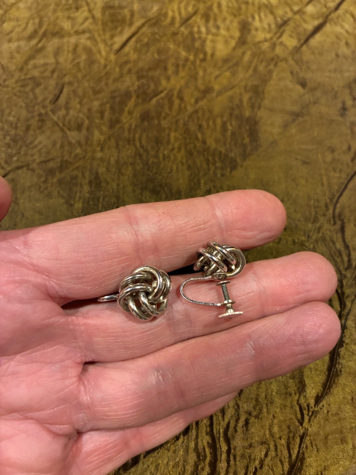 Vintage sterling silver knot screw-back earrings
