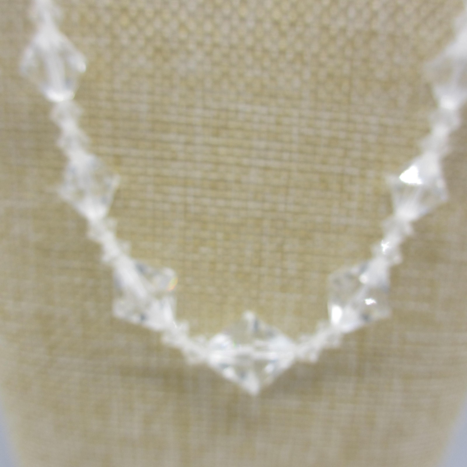 Vintage AB Necklace Clear Bicone Beads 23 Inch