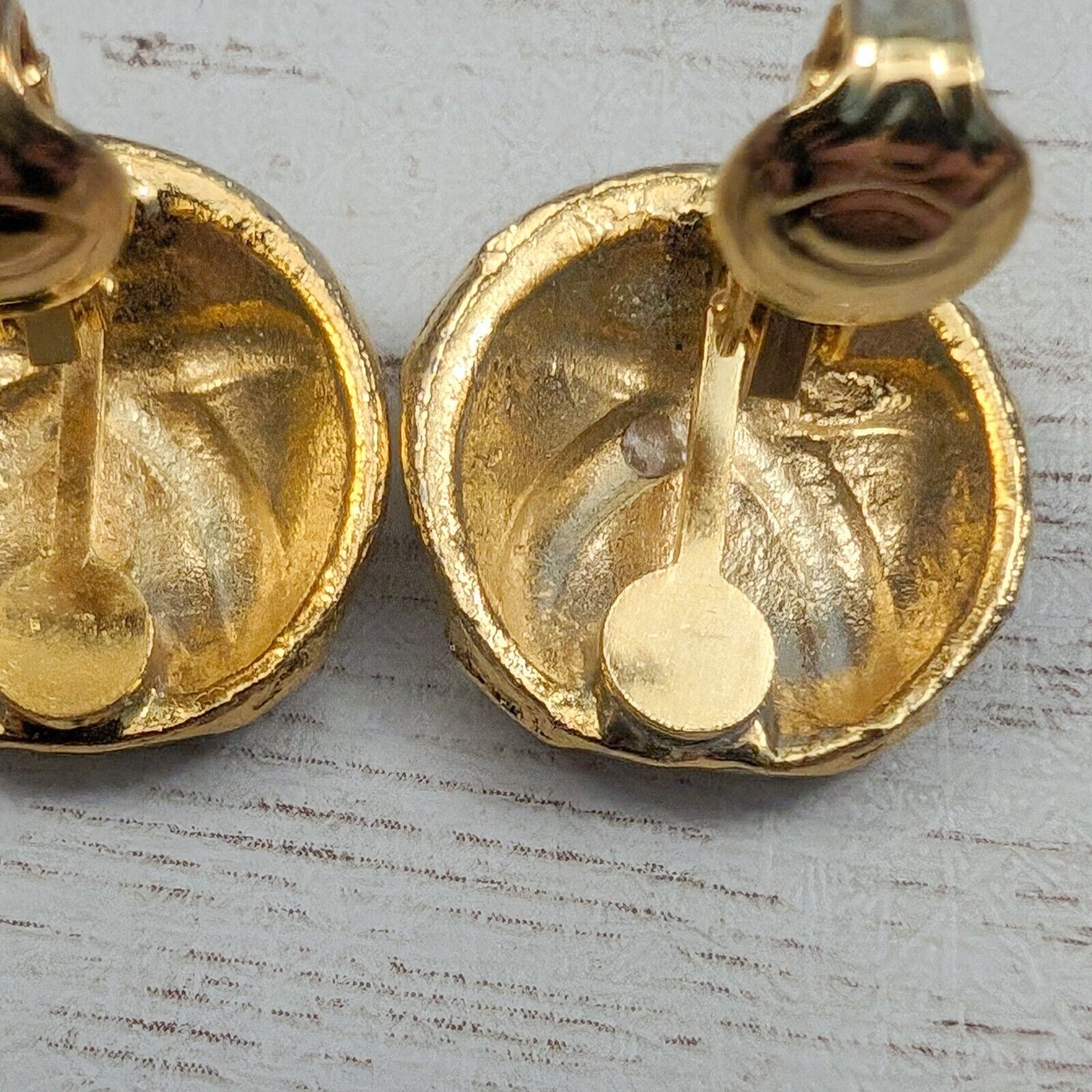 Vintage Clip On Earrings – Different Shades of Brown with Gold Tone Crossover