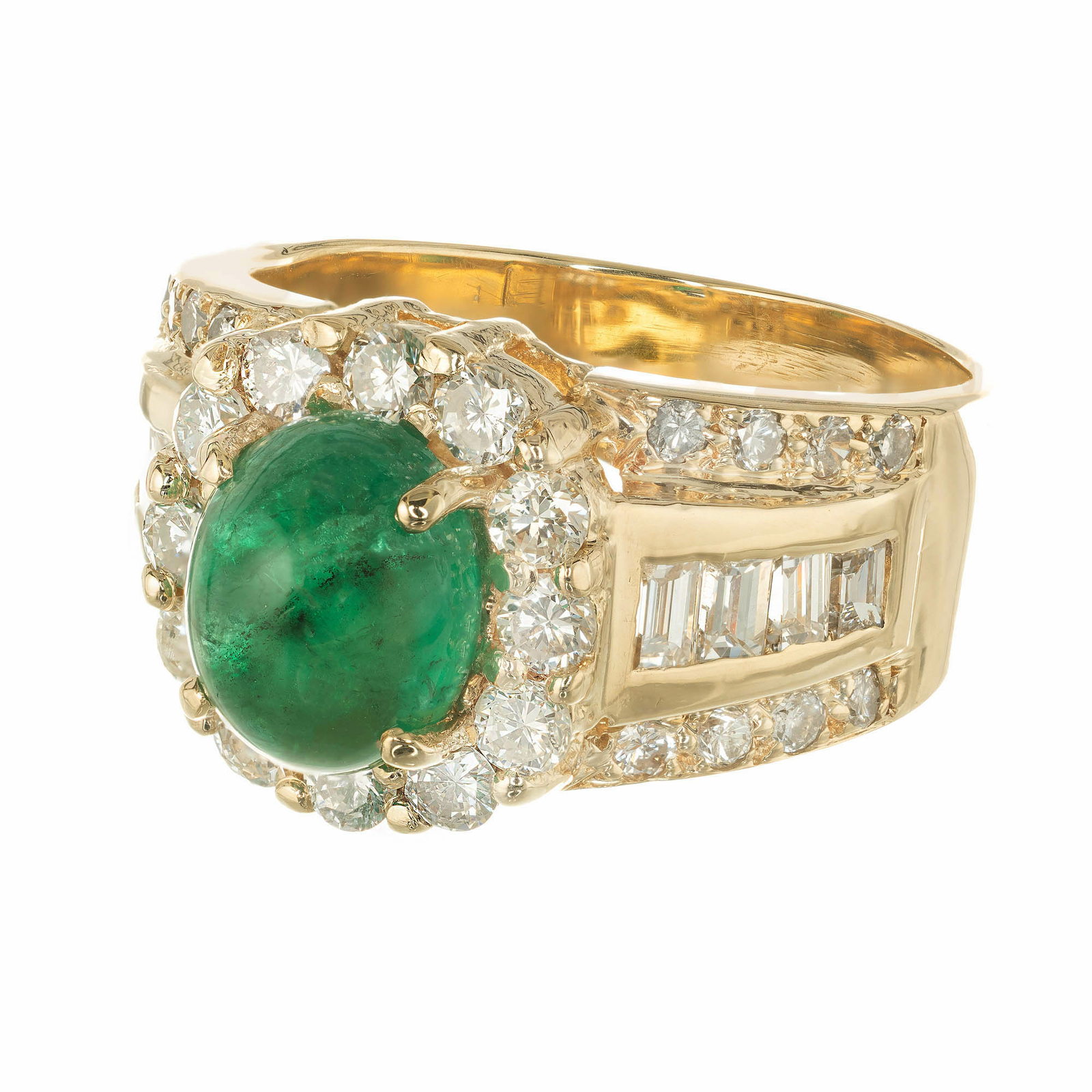 GIA Certified 2.80 Carat Emerald Diamond Gold Cocktail Ring