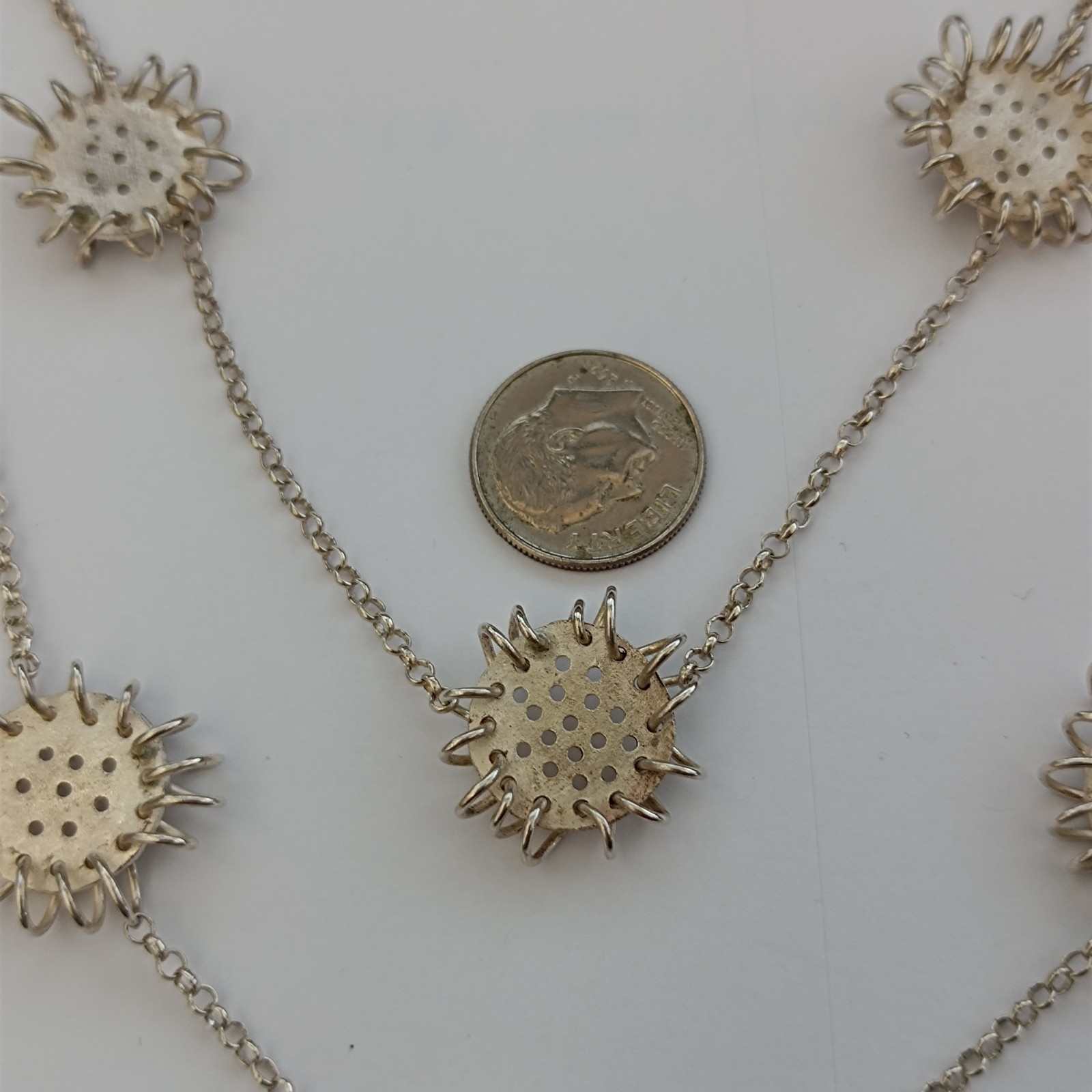 Artisan Sterling Silver Layered Necklace Modernist Freeform Statement VTG OOAK