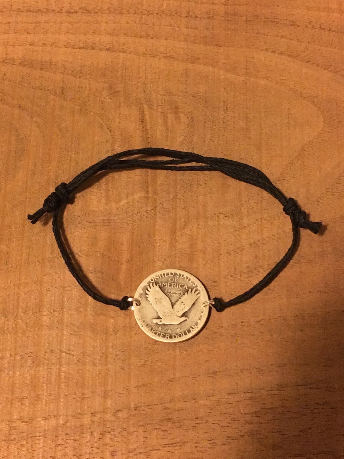 Adjustable Standing Liberty Quarter Coin Jewelry BRACELET 90% Silver/.925 Hemp
