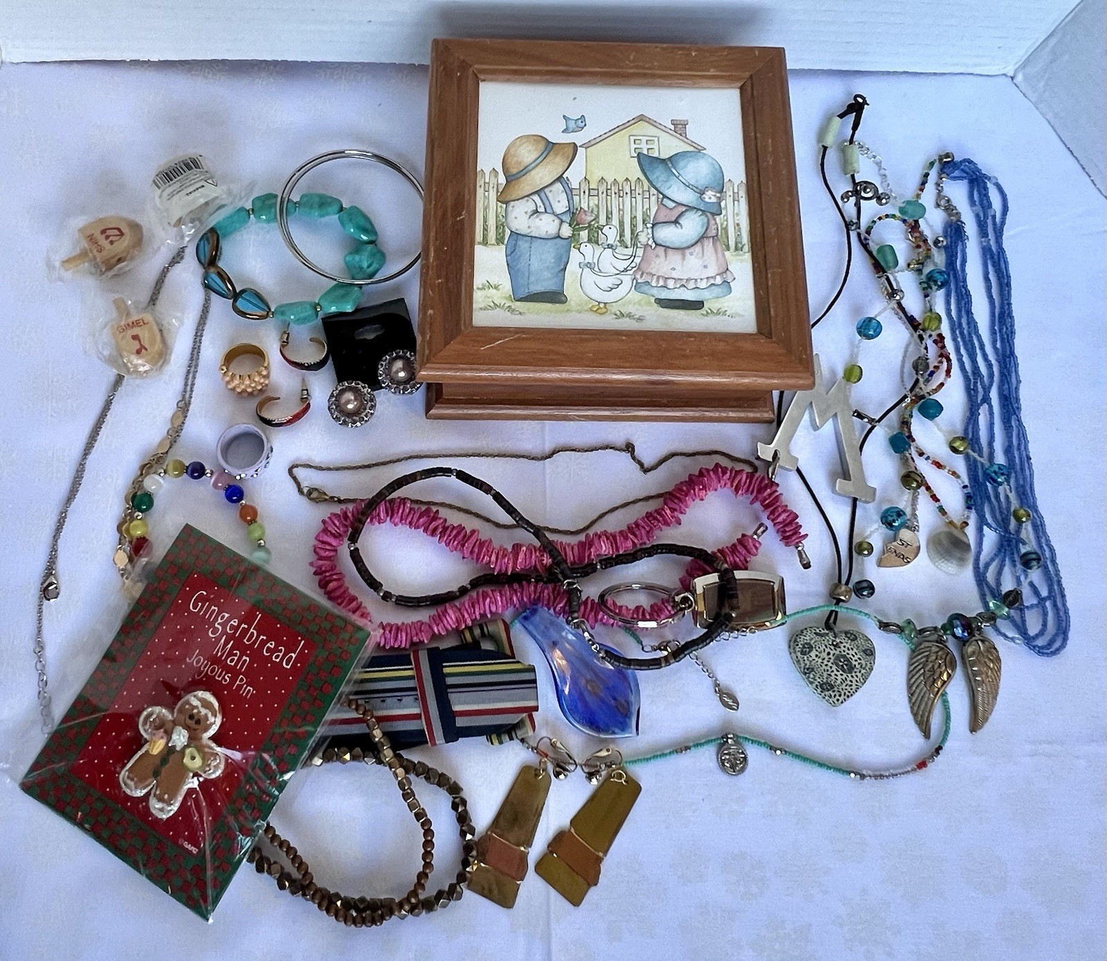 Jewelry Box With Jewelry Lot 1lb 8oz Vtg Ceramic Wood Box Jewelry & More!