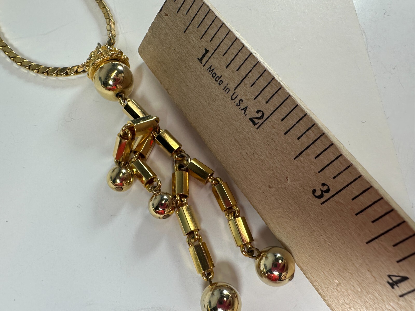 Vintage Necklace Person Stick Pendant Chain Figure Goldtone