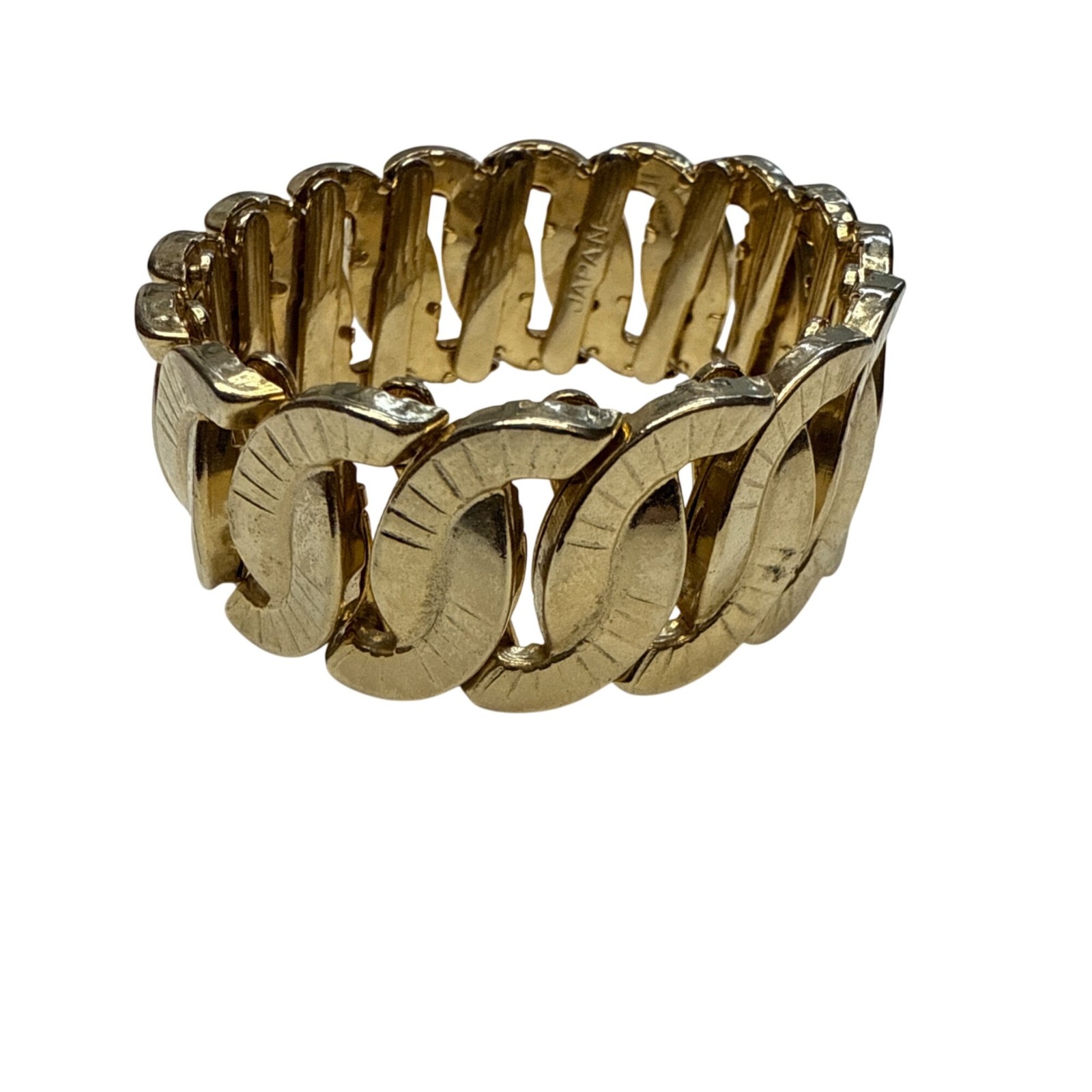 Vintage Gold Tone Expandable Link Bangle Bracelet Stretch Jewelry
