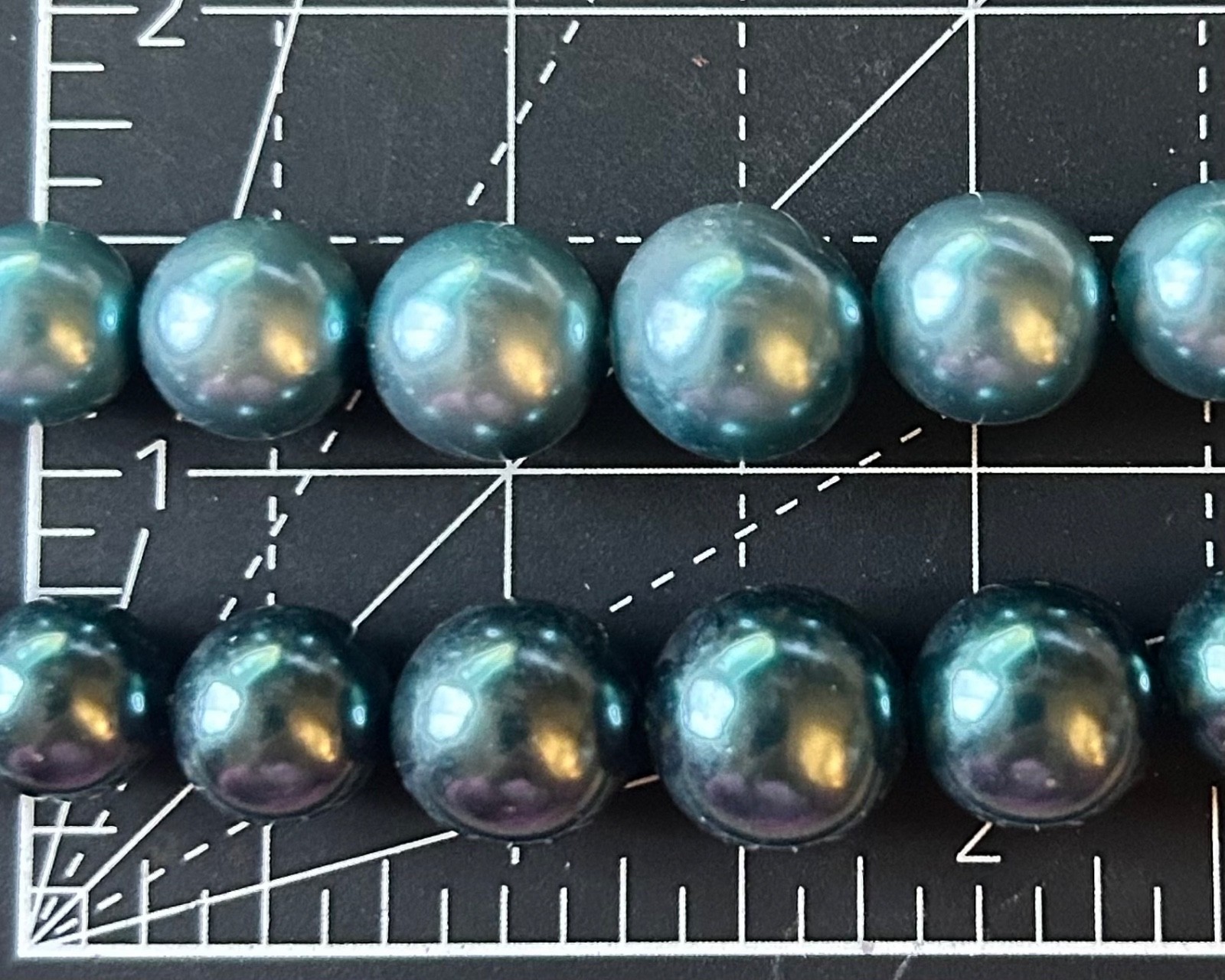 18″ double strand complementary blue faux pearl necklace