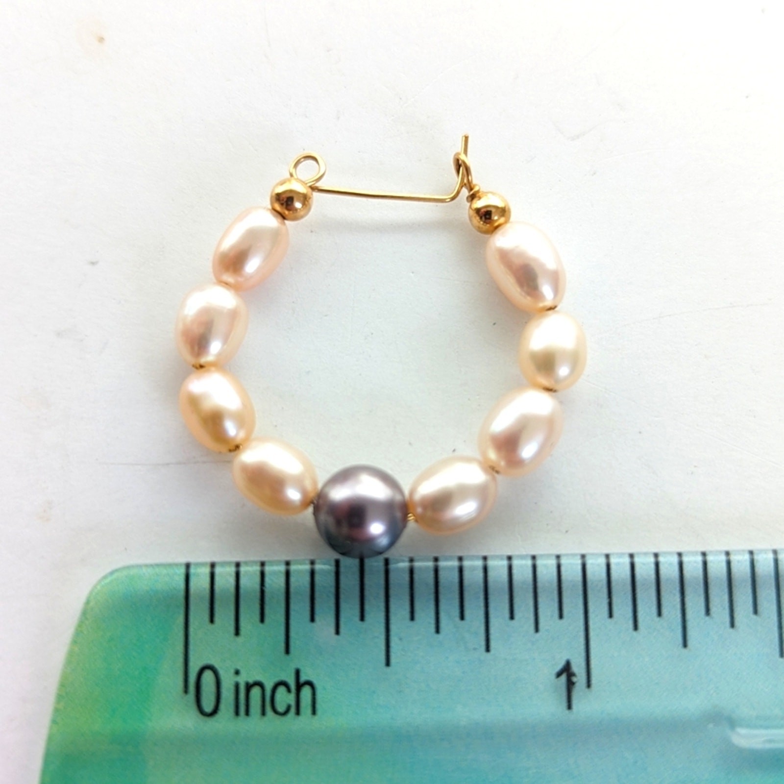 Vintage Estate Stunning Classic Hand Crafted Faux Pearl Hoop Pierced Earrings