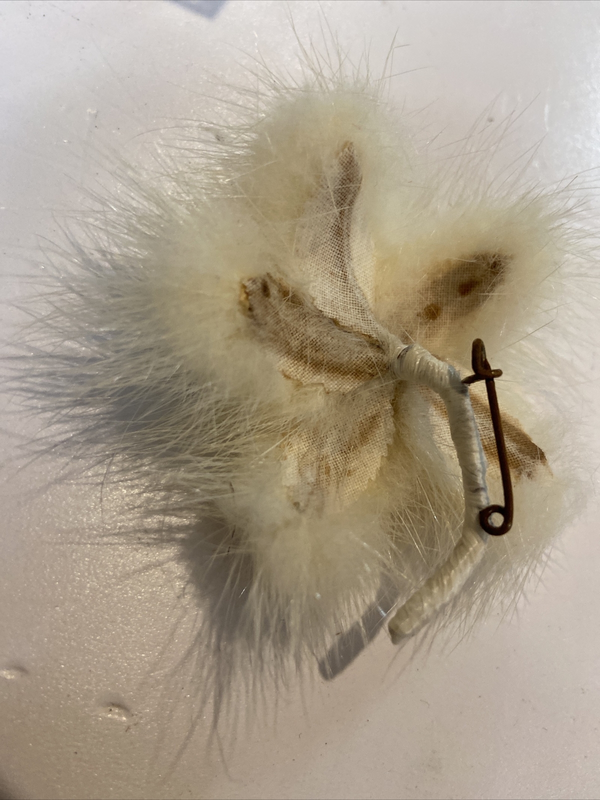 Vintage Mink Flower Brooch Echt Nerz Original Box #N