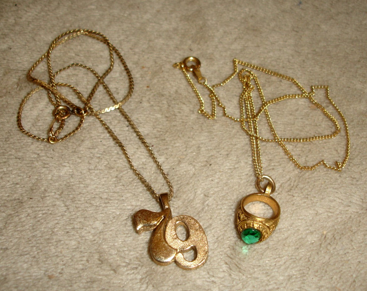 Vintage Avon 79 Charm Pendant and Unbranded 1979 Mini Senior Class Ring Pendant