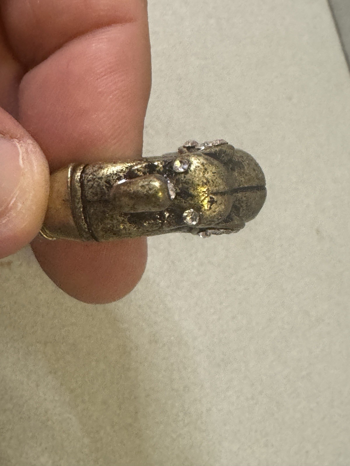 Vintage Gold Color Elephant With Rhinestones Stretch Band Statement Ring