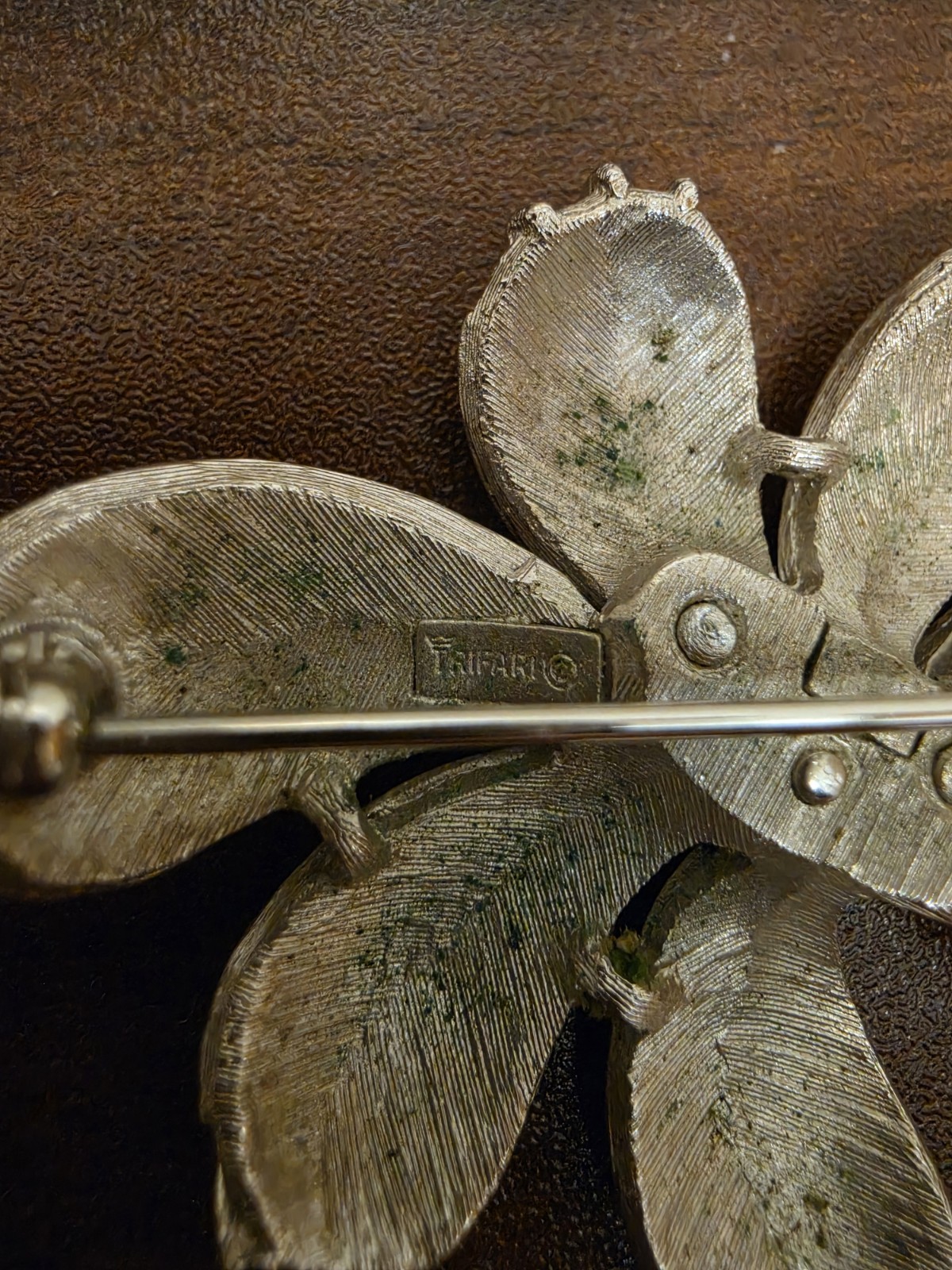 Trifari Vintage Mid Century Silver Tone Brooch