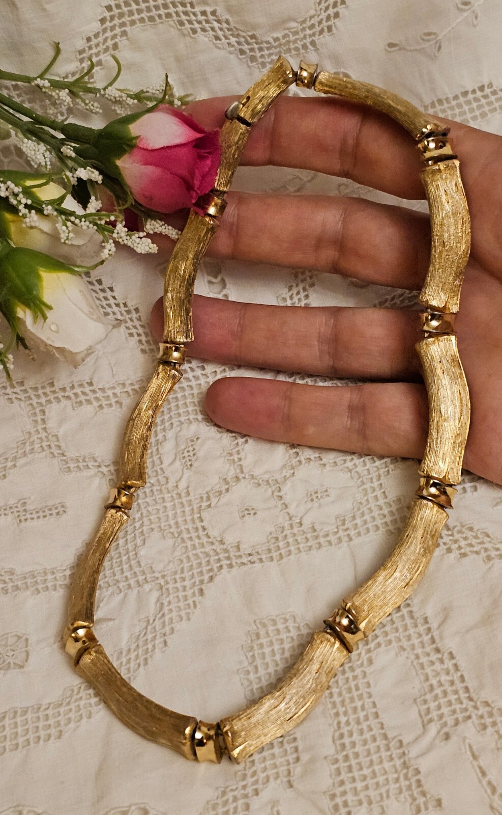 Vintage ORENA PARIS Design France Gold Plated Choker Necklace 1970’s RARE
