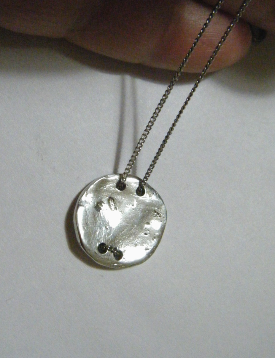 Kit Heath KH Vintage 80s Modernist Necklace Sterling Silver Chain Threaded Coin