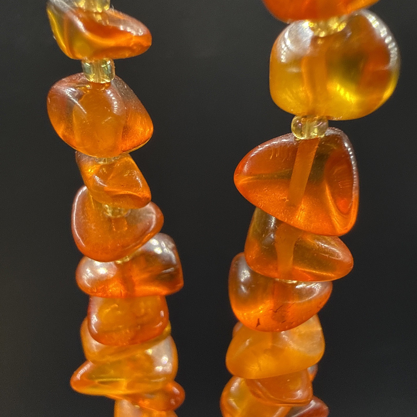 Vintage Honey Amber Bead Necklace 14K Gold Filled Clasp Inclusions Warm 20”