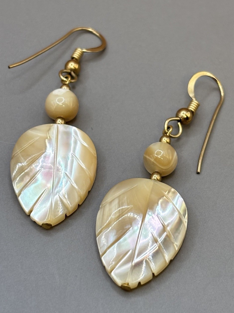 Earrings Lot MOP Shell Acrylic Hook Dangle Seashell Leaf Fish