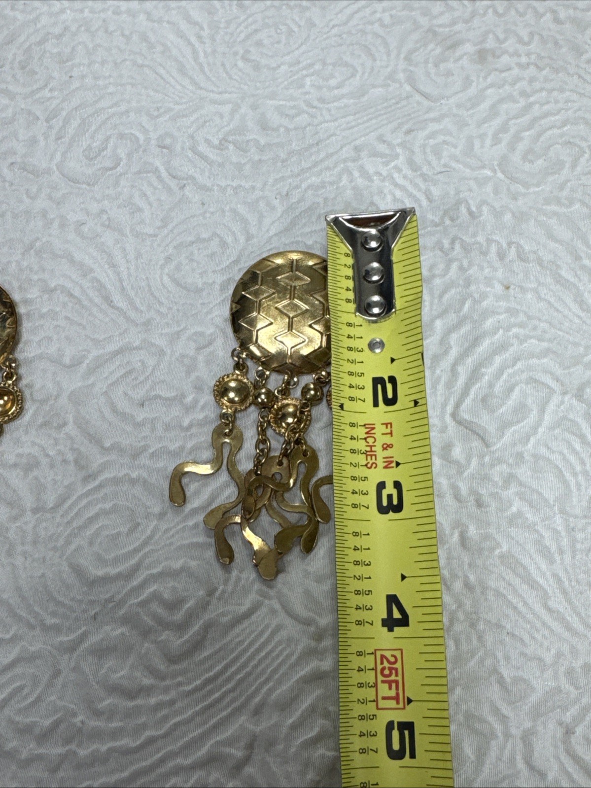 Vintage Gold-Tone Multi-Chain Dangle Artistic Octopus Statement 3.5” Earrings