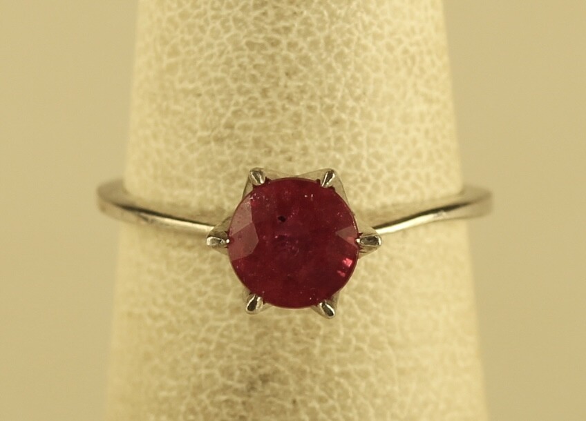 Vintage Sterling Signed 925 KH Kit Heath Designer Solitaire Ruby Gemstone Ring 5