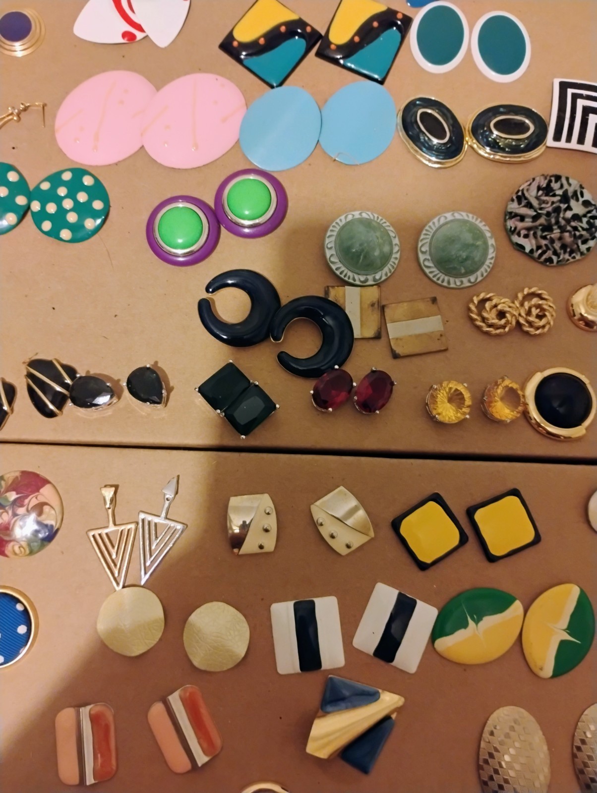Vintage 1950s Earrings Lot Of 65 Pairs Gold Tone Stone Etc