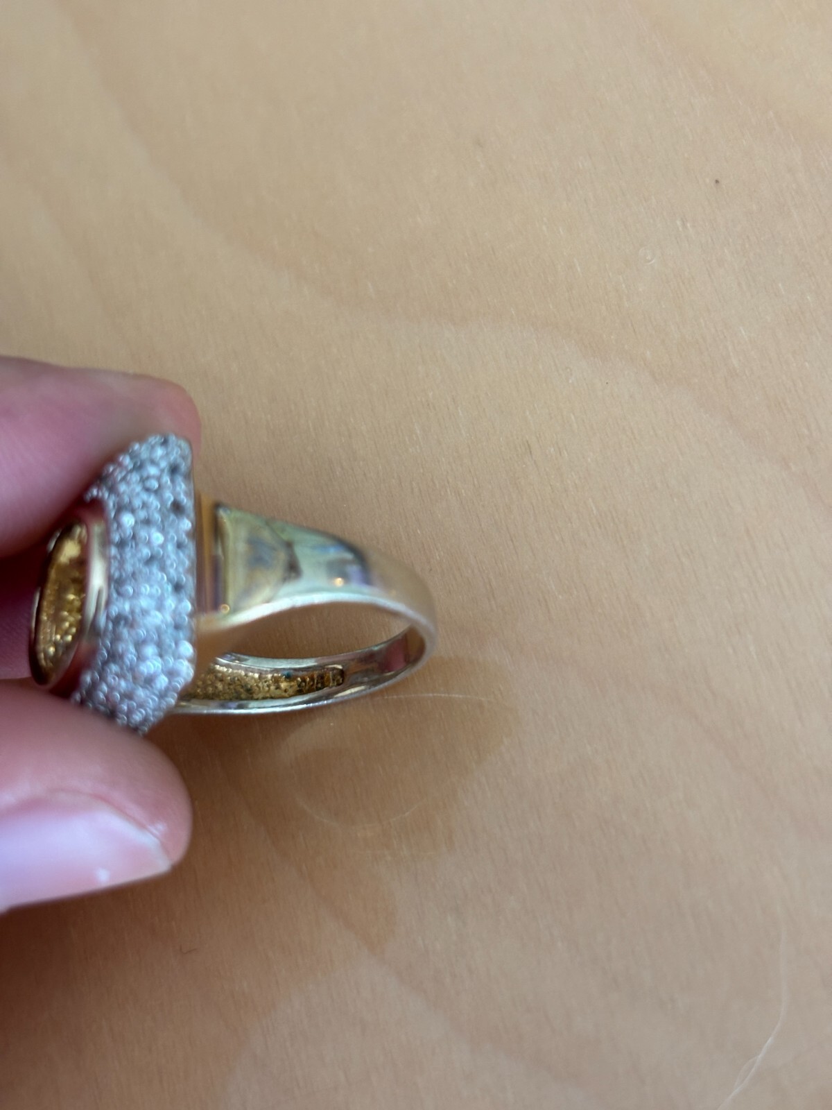 VINTAGE GOLD PLATE STERLING 925 CITRINE CZ COCKTAIL RING *8.6 gm*
