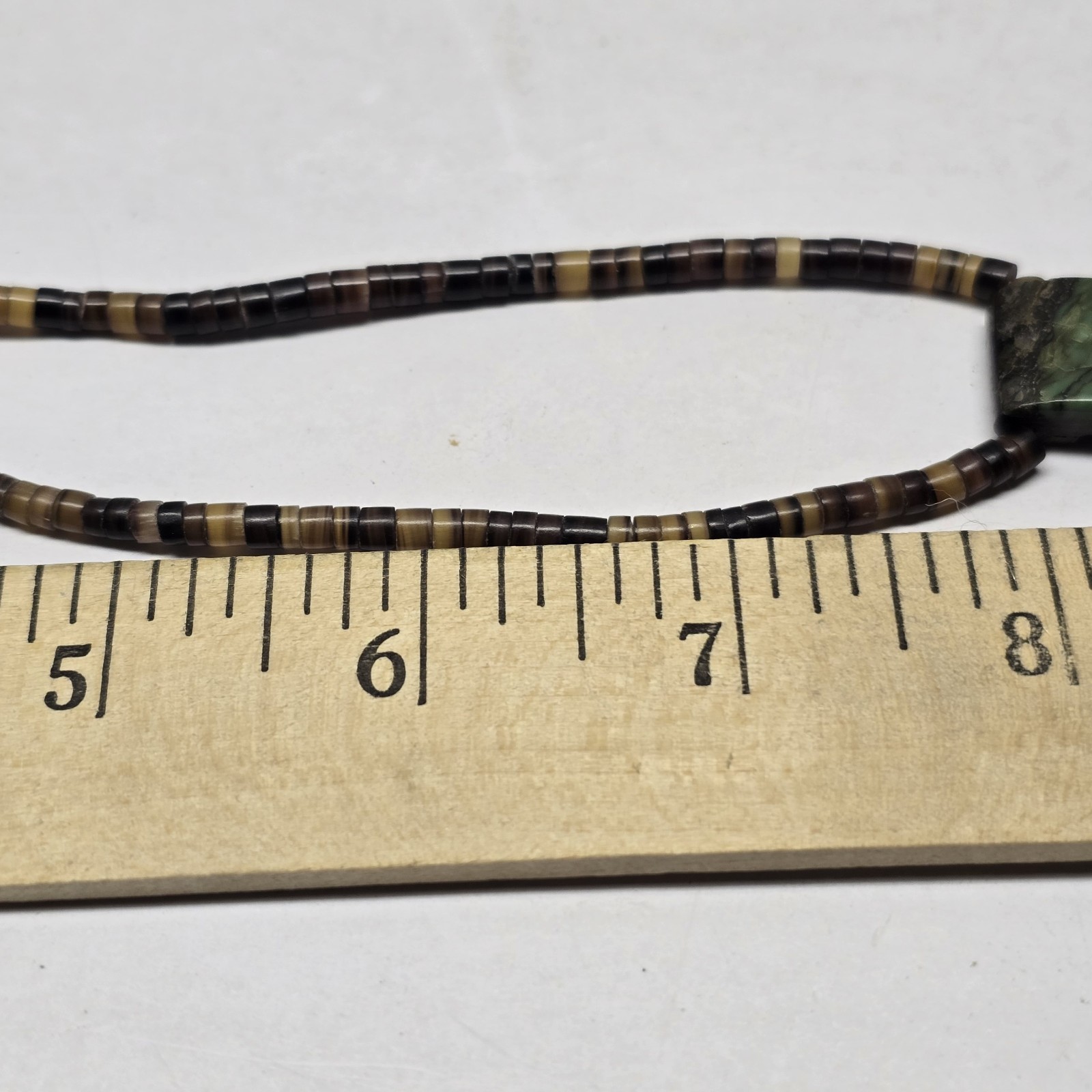925 Sterling Clasp Heishi Necklace With Stone Inlay Pendant Southwestern 16″