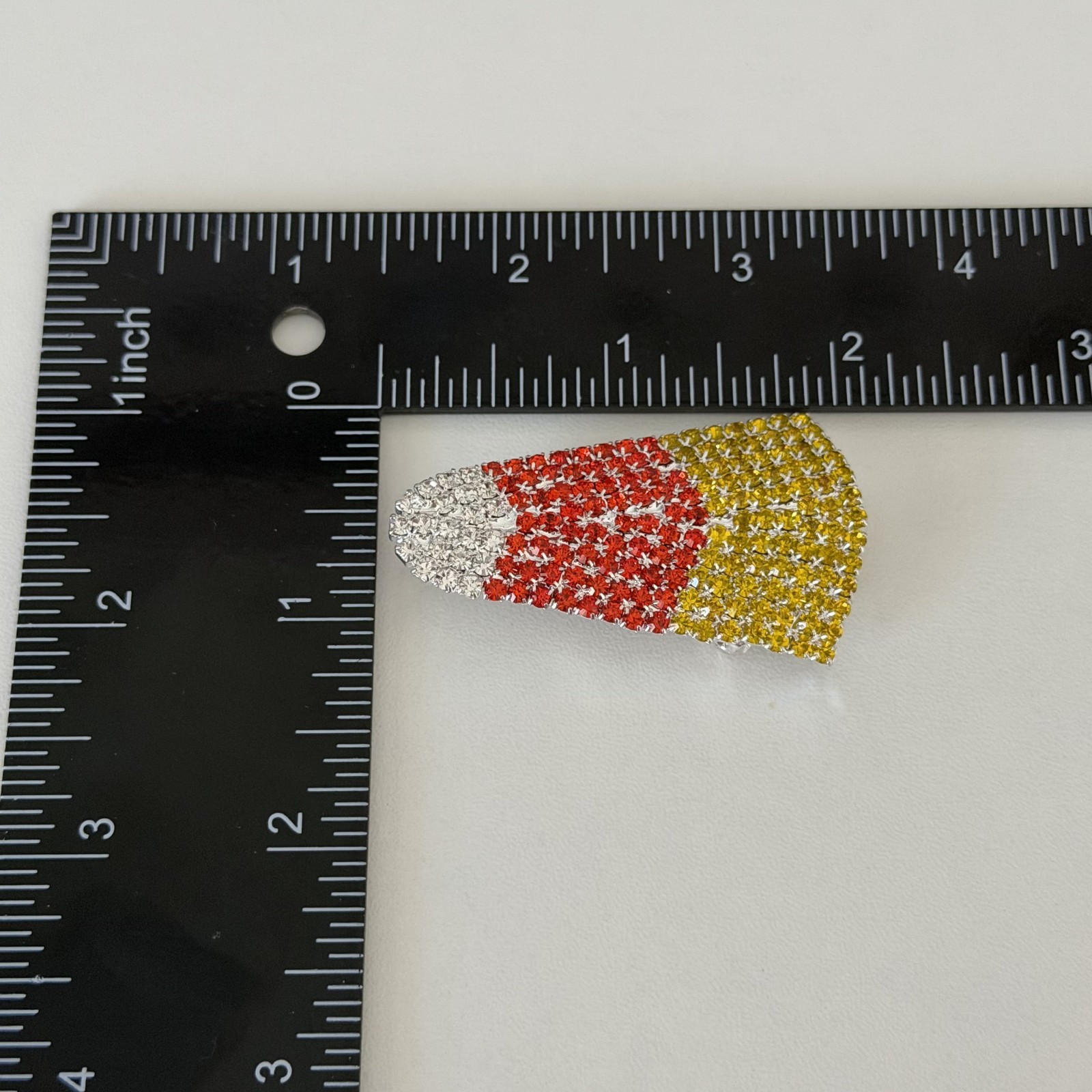 Halloween Candy Corn Sparkly Rhinestone Brooch Pin