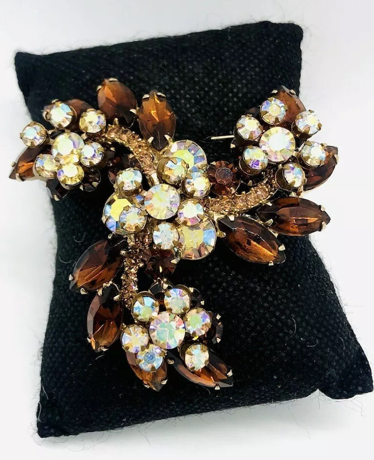Large JULIANA Delizza & Elster Swirling AB Rhinestone Brooch Vintage Jewelry