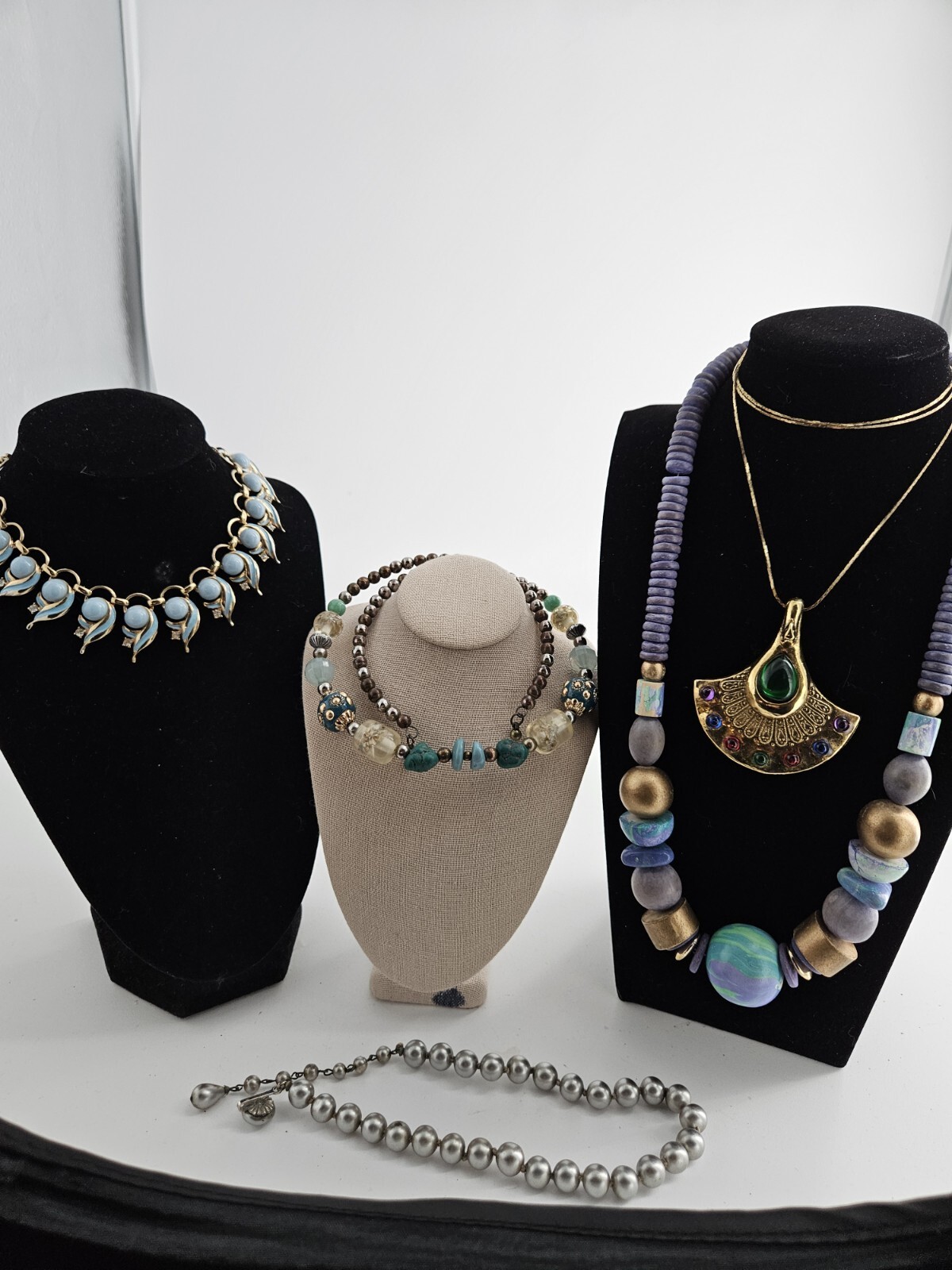 Vintage Unique Necklace Lot Multi Color Mixed Materials And Styles