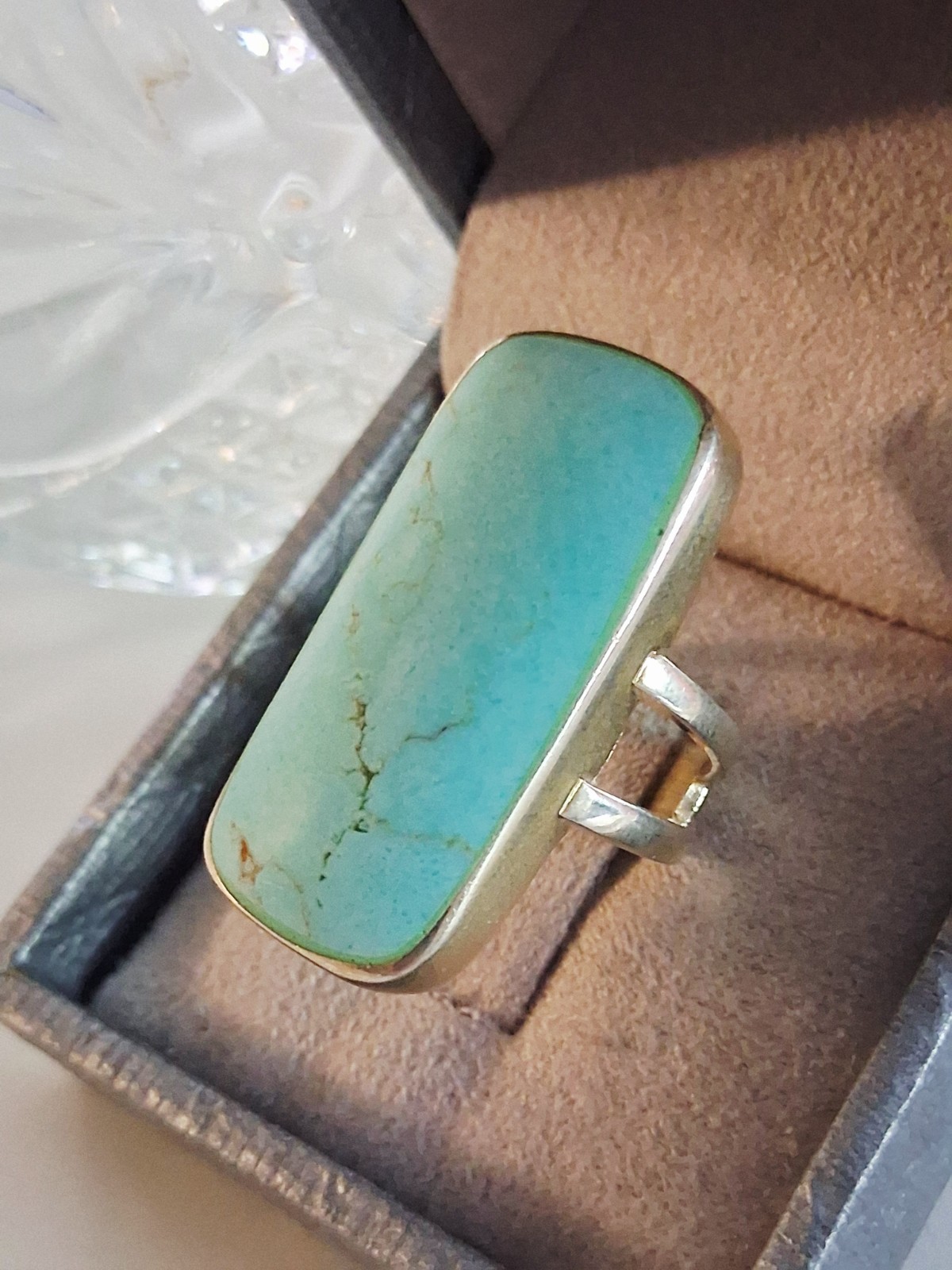 ATI Annika Witt Mexico Turquoise Large Statement Ring Size 8.75 Sterling Silver