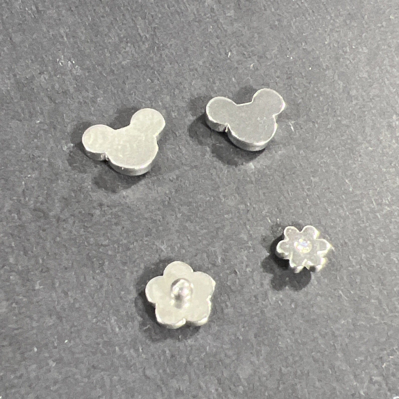 Micky Mouse And Flower Earrings Vintage 2 Screw Back Sets