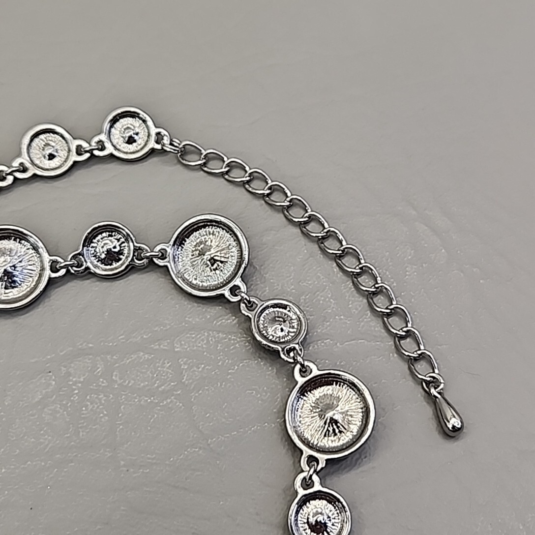 Vintage Lia Sophia Colorama Necklace Seltzer AB Rhinestones Round Linked 19″