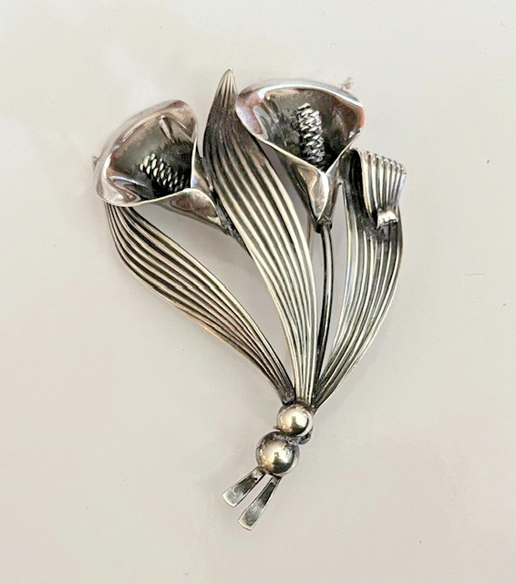 925 Sterling Silver Calla Lily Bouquet Brooch/Pin Vintage Denmark N.E. From
