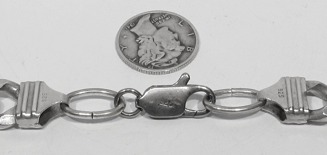 Large Vintage 11mm 82.7g 925 Sterling Silver Figaro Chain Mans Necklace 21″