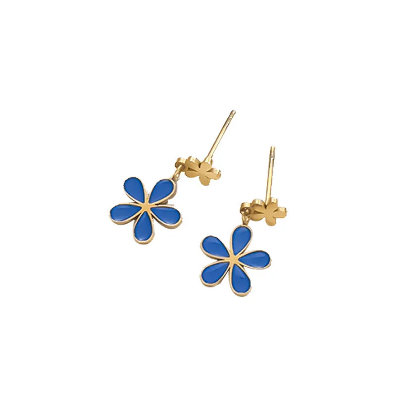 Real Gold Plated Flower Titanium Steel Simple Style IG Style Waterproof Non Tarn