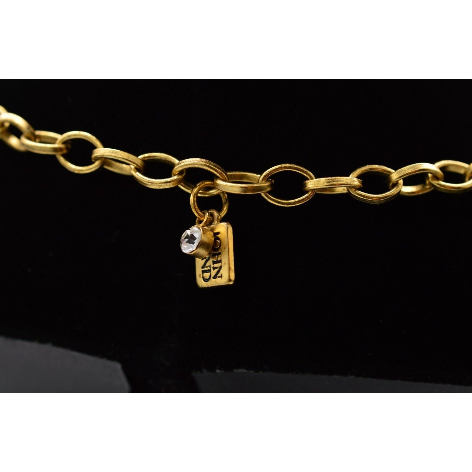 John Wind Initial P Pendant Necklace Capital Letter Brushed Gold Long Chain BinN