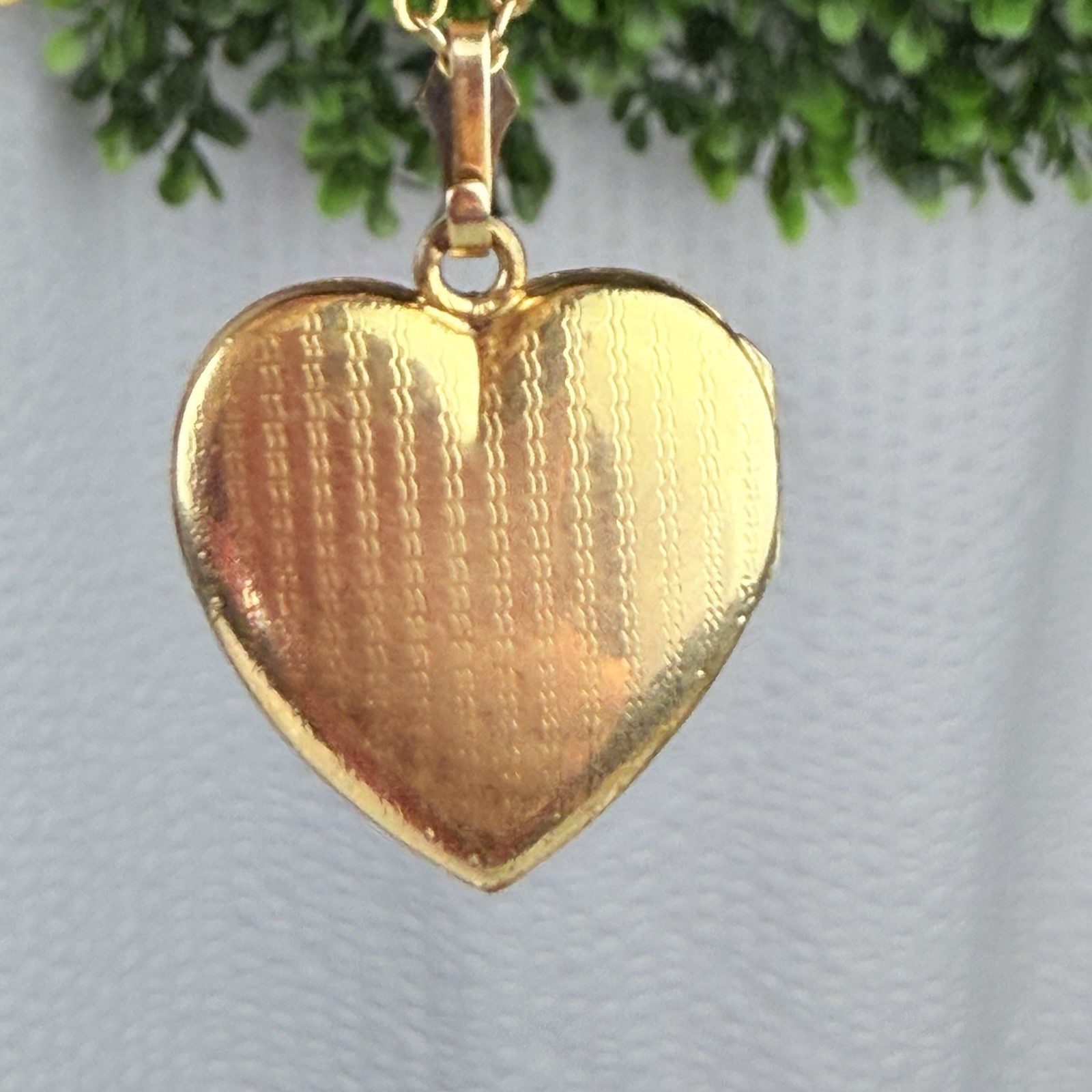 Antique Victorian Art Deco Gold Filled Diamond Heart Locket Pendant Necklace